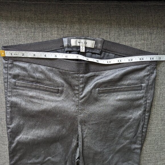 Milly Black Lamb Leather Skinny Leggings - Pull on Pants - Picture 10 of 15